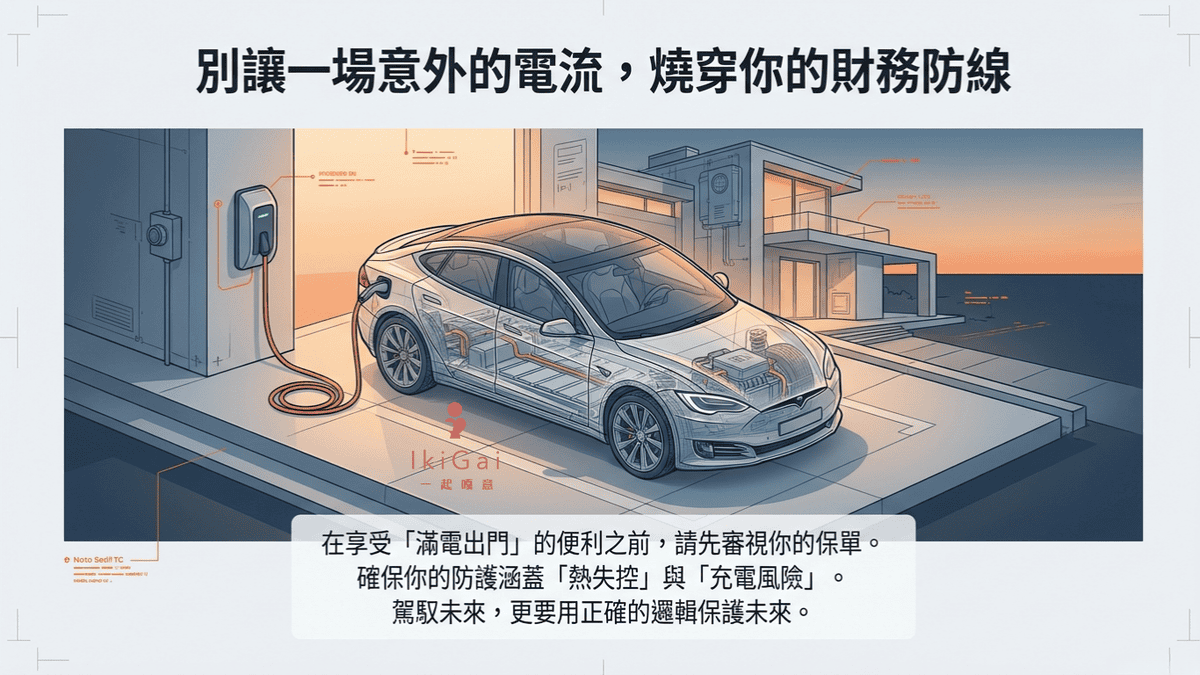 乙式車體損失險不夠用？面對電池自燃與充電樁風險，電動車主必備的保命條款