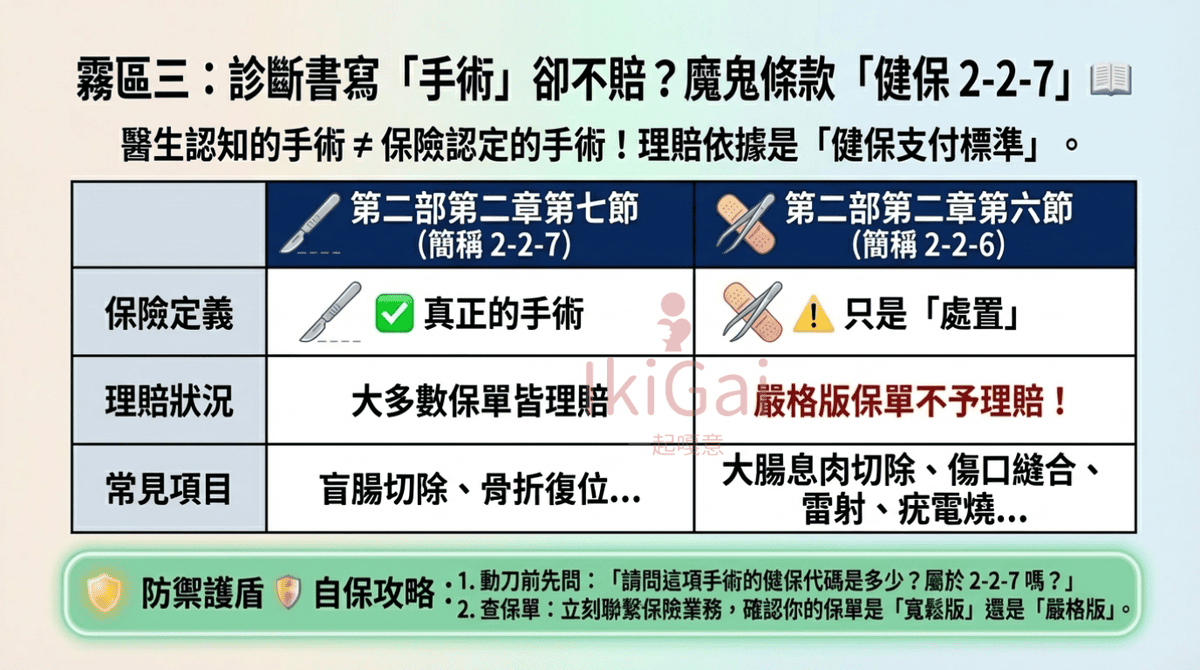 🏥【IKIGAI一起嘎意保險的保險理賠教室】以為有動刀就賠?實支實付「門診手術理賠」的 4 大霧區全解析 - 第4張圖 🏥【IKIGAI一起嘎意保險的保險理賠教室】以為有動刀就賠?實支實付「門診手術理賠」的 4 大霧區全解析