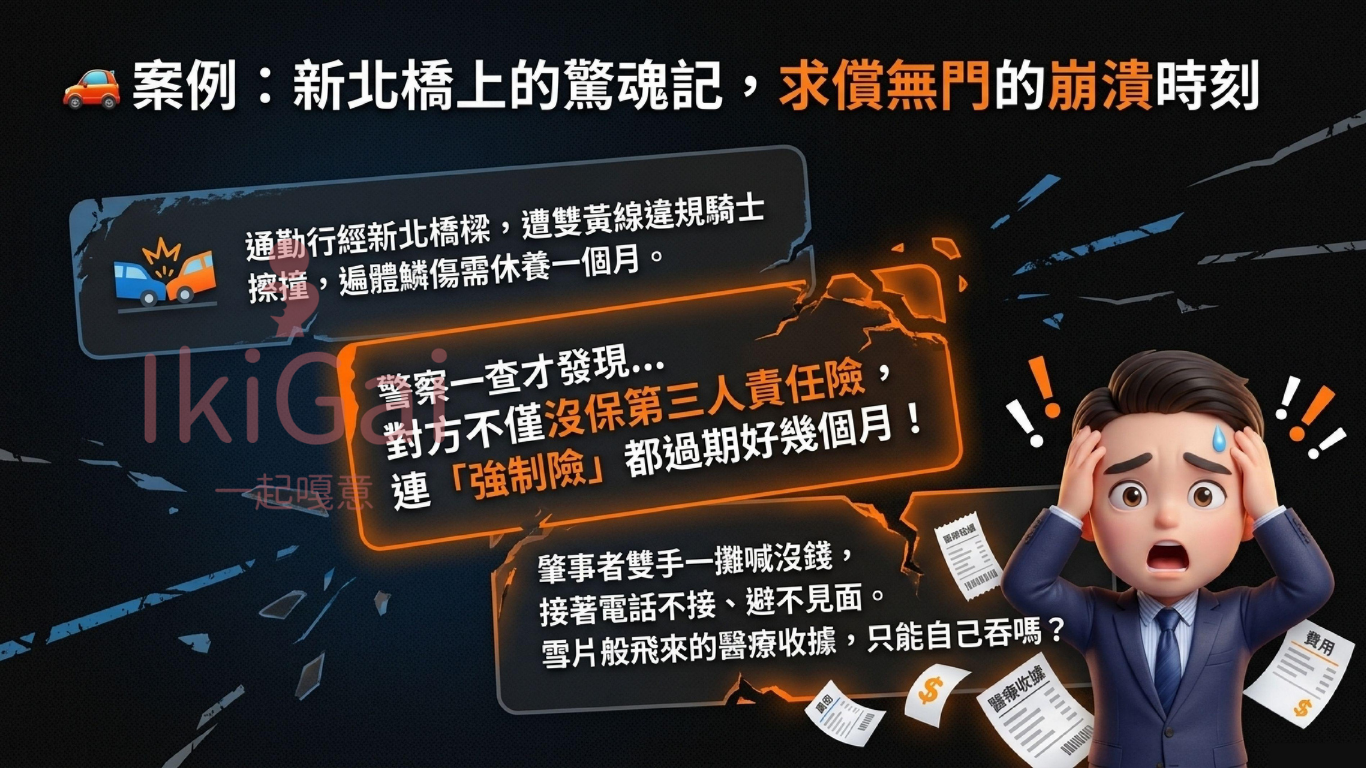 一場車禍驚魂記!對方沒保強制險怎麼辦?「特別補償基金」真的是救命稻草嗎?適用條件、申請流程全解析 - 第1張圖 一場車禍驚魂記!對方沒保強制險怎麼辦?「特別補償基金」真的是救命稻草嗎?適用條件、申請流程全解析